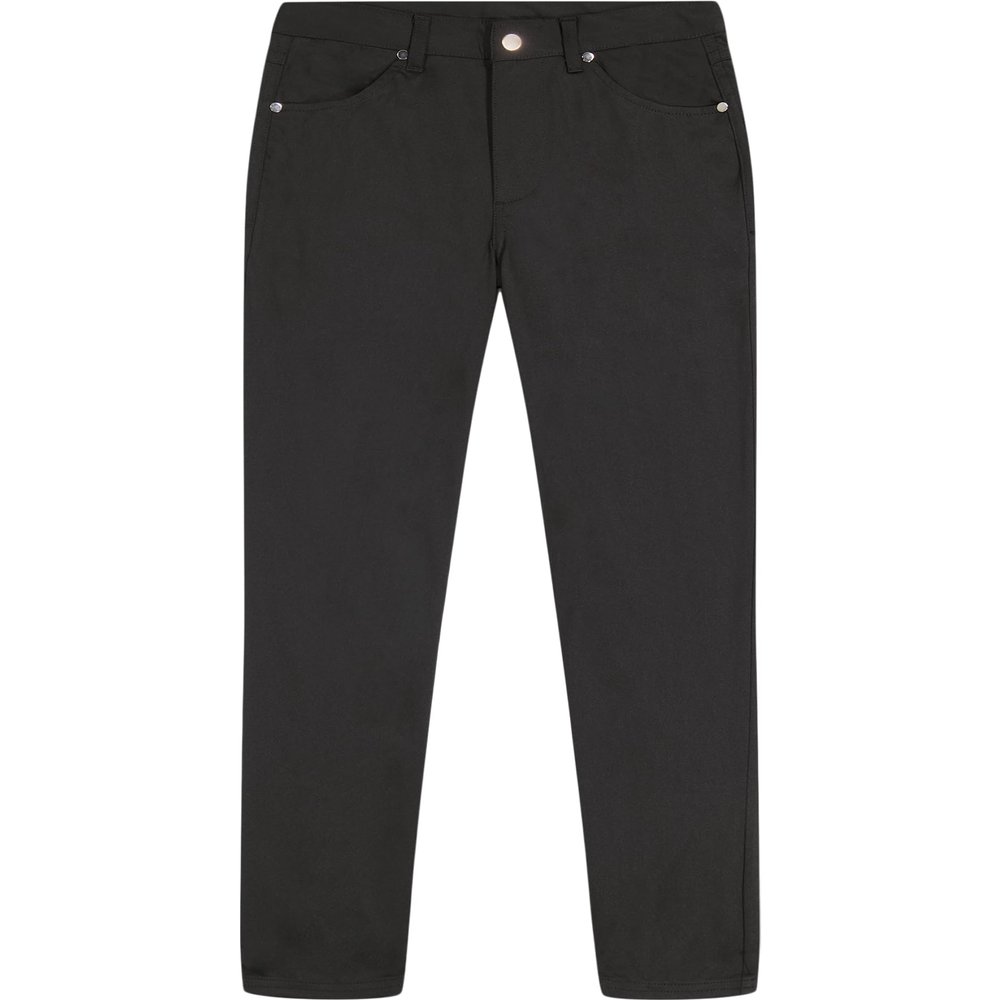 Izod Boys' School Uniform Flat Front Twill 5-Pocket Pants, Black, 16 Husky