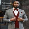 Vittorio Farina Solid Suit Vest for Men Set of 4 - Vest, Tie, Bow Tie& Pocket Square (Burgundy, XS) view 4