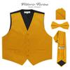 Vittorio Farina Solid Color Satin Suit Vest for Men Set of 4 - Vest, Tie, Bow Tie & Pocket Square (Mustard) view 2