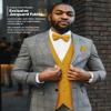 Vittorio Farina Solid Color Satin Suit Vest for Men Set of 4 - Vest, Tie, Bow Tie & Pocket Square (Mustard) view 4