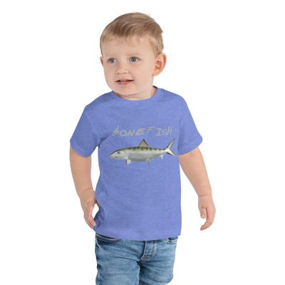 Bonefish Fish Saltwater Fishing Custom Art Toddler Short Sleeve Tee Heather Columbia Blue