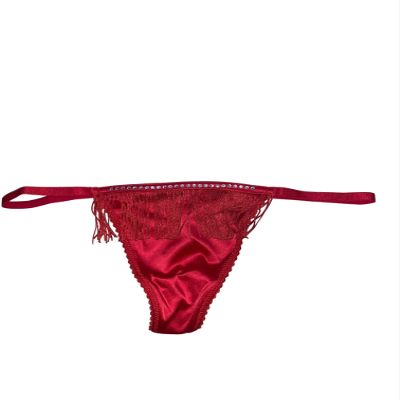 Victoria's Secret Very Sexy Fringe V-String Rhinestone Panty Color Red New (Medium)