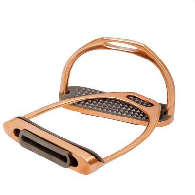 Lenza Gloss Rose Gold Fillis Stirrups Horse Riding S/Steel with Black Tread 4.75" for Him Her