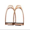 Lenza Gloss Rose Gold Fillis Stirrups Horse Riding S/Steel with Black Tread 4.75" for Him Her view 2