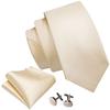 Barry.Wang Plain Men Silk Ties Extra Long Stain Necktie for Wedding Business Handkerchief Cufflinks Set Solid Colors view 2