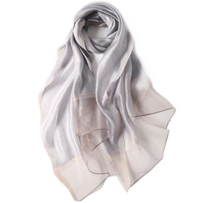 HURESON Womens Mulberry Silk Scarf Lightweight Scarves Beach Gauze Shawls and Wraps for Evening Dresses Weddings (Grey)