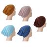5 Pieces Turban Hat for Muslim Islamic Modal Cotton Underscarf Hijabs Inner Caps Bonnet Headscarf Head Wraps for Women (Tan+Pink+Coffee+Denim Blue+Blue) view 2