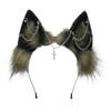 VIGVAN Handmade Wolf Fox Ears Animal Cosplay Cute Head Accessories for Halloween (Chain Brown Black) view 1