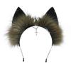 VIGVAN Handmade Wolf Fox Ears Animal Cosplay Cute Head Accessories for Halloween (Chain Brown Black) view 2