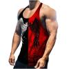 Graphic Workout Tank Tops for Men Summer Sleeveless Tees Cool Angel Wing T-Shirts Muscle Fit Gym Athletic Undershirts Red view 1