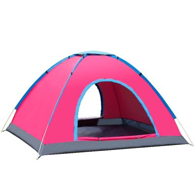 HEBEHO Pop Up Outdoor Camping Tent for 2 Person, Instant Beach Tent Canopy, 2 Doors with Screens, Sun Protection UPF50+, Dome Tent with Bag, 6.654ft (Color : Red, Size : for 3-4 Person)