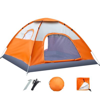 HEBEHO Pop Up Portable Beach Tent, Outdoor Instant Camping Tent with 2 Doors and 2 Windows, Sun Protection UPF50+, Canopy Shelter for Picnic, Beach, Camping (Color : Orange, Size : for 1-3 Person)