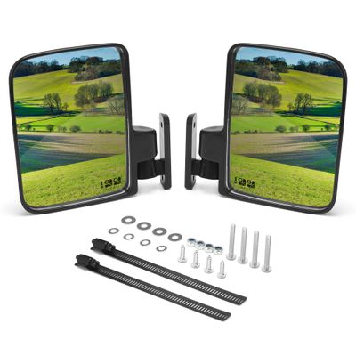 10L0L Golf Cart Mirror, Side Rear View Mirror Fits for Yamaha EZGO Club Car Golf Cart and Others Drilling Required or No-drilling Required Hardware Include
