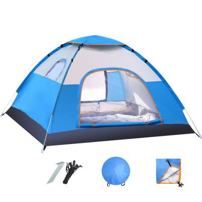 HEBEHO Pop Up Portable Beach Tent, Outdoor Instant Camping Tent with 2 Doors and 2 Windows, Sun Protection UPF50+, Canopy Shelter for Picnic, Beach, Camping (Color : Blue, Size : for 1-3 Person)