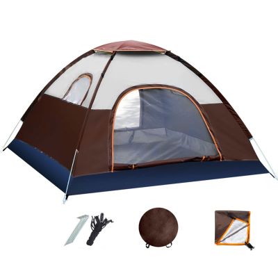 HEBEHO Pop Up Portable Beach Tent, Outdoor Instant Camping Tent with 2 Doors and 2 Windows, Sun Protection UPF50+, Canopy Shelter for Picnic, Beach, Camping (Color : Brown, Size : for 1-3 Person)