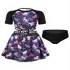 Loloda Kids Girls Letter Print Swim Dress with Bottoms Two Piece Beach Sport Swimsuit Bathing Suit Black 6 Years view 1