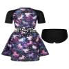 Loloda Kids Girls Letter Print Swim Dress with Bottoms Two Piece Beach Sport Swimsuit Bathing Suit Black 6 Years view 2