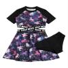 Loloda Kids Girls Letter Print Swim Dress with Bottoms Two Piece Beach Sport Swimsuit Bathing Suit Black 6 Years view 3