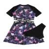 Loloda Kids Girls Letter Print Swim Dress with Bottoms Two Piece Beach Sport Swimsuit Bathing Suit Black 6 Years view 4