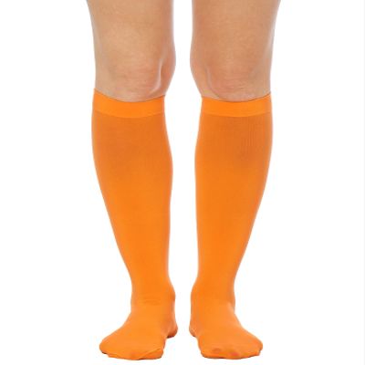 Lastclream Women Costume Knee-High Stockings for Girls 80D Semi Opaque Velma Costume Knee High Sock (Orange)