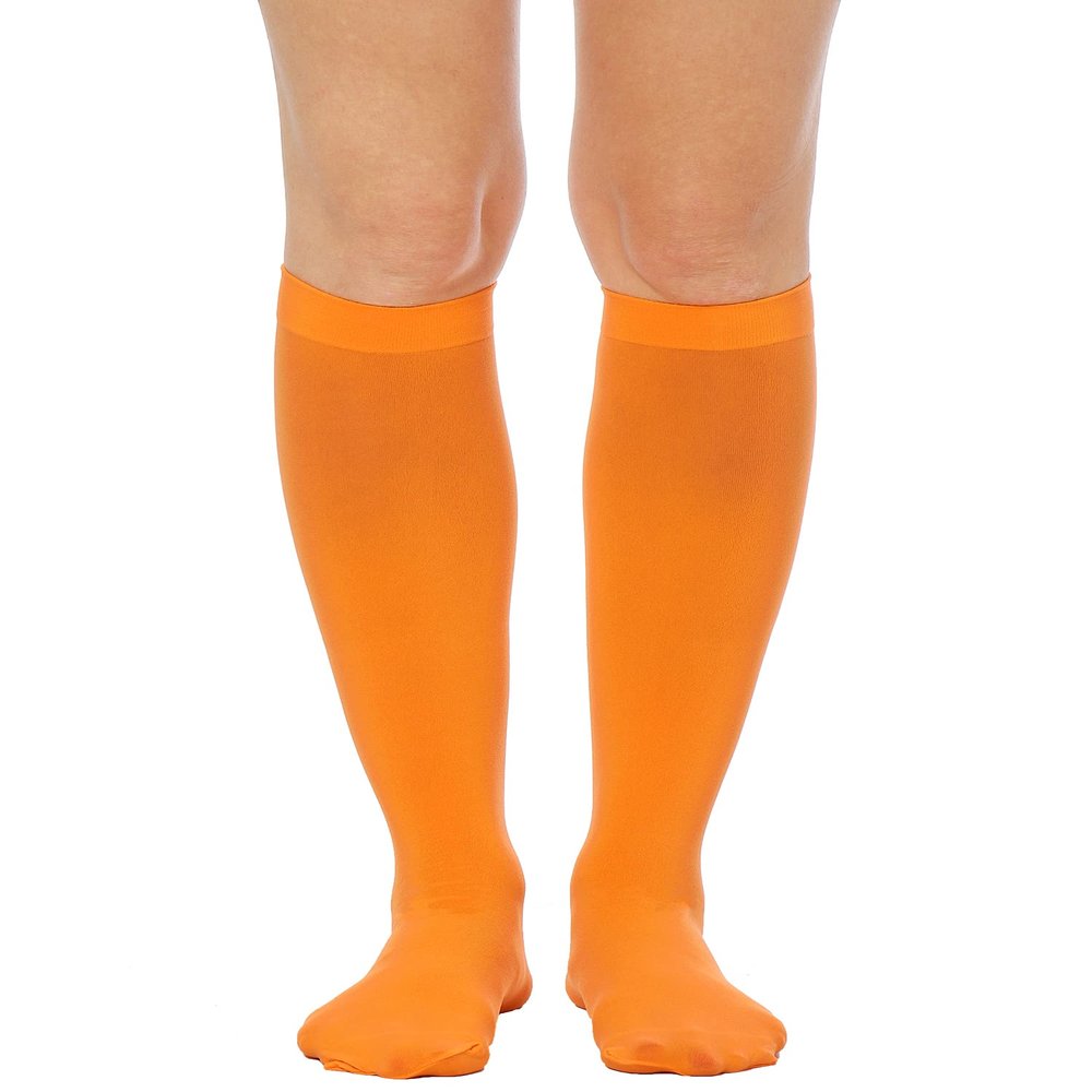 Lastclream Women Costume Knee-High Stockings for Girls 80D Semi Opaque Velma Costume Knee High Sock (Orange)