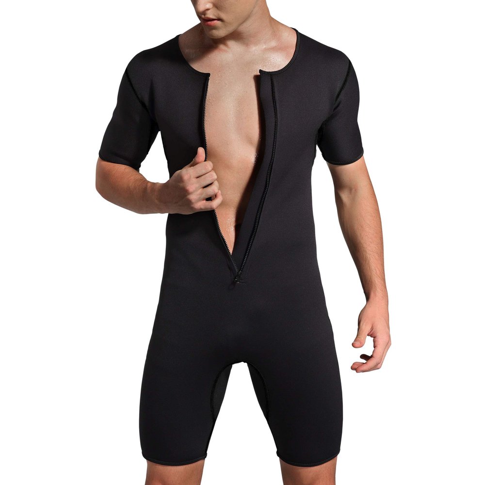 Bakerdani Men's Neoprene Waist Trainer Sauna Suit Body Shaper for Fitness Gym Exercise Training (Black, 4XL = US size 3XL)
