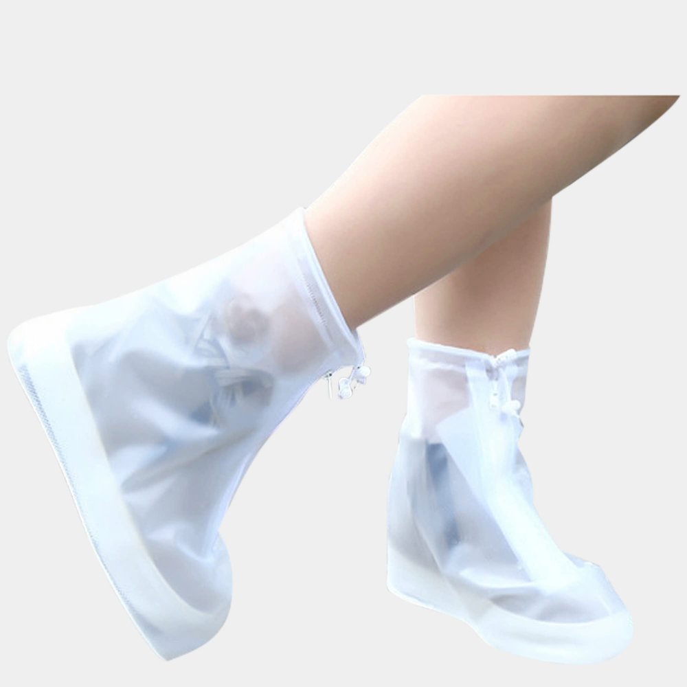 Rain Boot Waterproof Shoes Covers, Sand Control Non-Slip Shoe Cover Galoshes, PVC Rubber Sole Reusable Rain Snow Boots Overshoes for Cycling Outdoor Camping Fishing Garden Travel (XXL, Transparent)