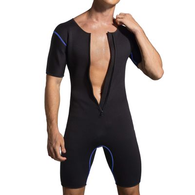 Bakerdani Men's Neoprene Waist Trainer Sauna Suit Body Shaper for Fitness Gym Exercise Training (BlackBlue, 4XL = US size 3XL)