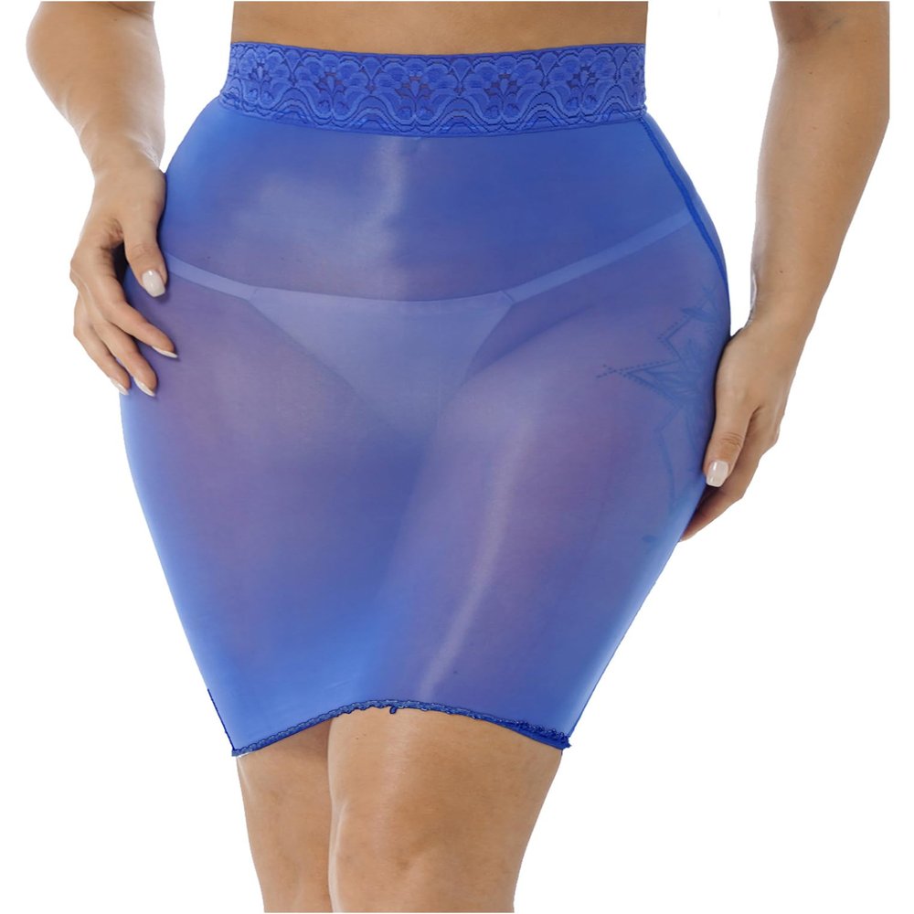 ACSUSS Lined Skirt for Short Skirt Women Petticoat Anti-Transparent Skirt Milk Silk Lace Skirts Blue One Size