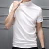 Hedmy Men's Mock Neck Short Sleeve T-Shirt Half Turtleneck Casual Undershirt Basic Slim Lightweight Tee White XX-Large view 4