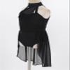 Nikiikoo Kids Girls Halter Cutouts Modern Lyrical Dance Leotard Tulle Dress Ballet Latin Jazz Ice Skating Costume Black 10 Years view 2
