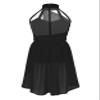 Nikiikoo Kids Girls Halter Cutouts Modern Lyrical Dance Leotard Tulle Dress Ballet Latin Jazz Ice Skating Costume Black 10 Years view 3