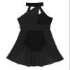 Nikiikoo Kids Girls Halter Cutouts Modern Lyrical Dance Leotard Tulle Dress Ballet Latin Jazz Ice Skating Costume Black 10 Years view 4
