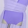 Nikiikoo Kids Girls Halter Cutouts Color Blocking Modern Lyrical Dance Leotard Tulle Dress for Ballet Jazz Skating Lavender 14 Years view 2