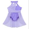 Nikiikoo Kids Girls Halter Cutouts Modern Lyrical Dance Leotard Tulle Dress Ballet Latin Jazz Ice Skating Costume Lavender 12 Years view 4