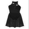 Nikiikoo Kids Girls Halter Cutouts Color Blocking Modern Lyrical Dance Leotard Tulle Dress for Ballet Jazz Skating Black 8 Years view 1