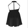 Nikiikoo Kids Girls Halter Cutouts Color Blocking Modern Lyrical Dance Leotard Tulle Dress for Ballet Jazz Skating Black 8 Years view 3