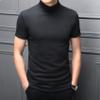 Hedmy Men's Mock Neck Short Sleeve T-Shirt Half Turtleneck Casual Undershirt Basic Slim Lightweight Tee Black Medium view 3