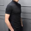 Hedmy Men's Mock Neck Short Sleeve T-Shirt Half Turtleneck Casual Undershirt Basic Slim Lightweight Tee Black Medium view 4