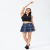 Dumajo Women's Pleated Tennis Skirts High Waist Lightweight Athletic Workout Running Skorts Mini Skirt with Pockets,Plaid Navy,M view 4