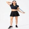 Dumajo Women's Pleated Tennis Skirts High Waist Lightweight Athletic Workout Running Skorts Mini Skirt with Pockets,Pleated Black,M view 2