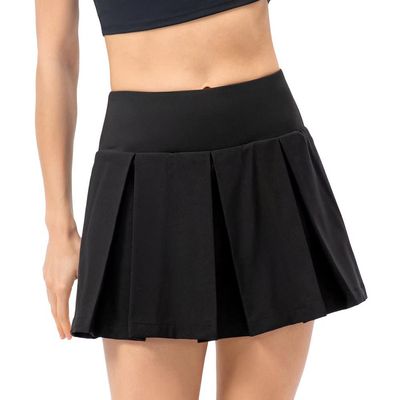 Dumajo Women's Pleated Tennis Skirts High Waist Lightweight Athletic Workout Running Skorts Mini Skirt with Pockets,Pleated Black,2XL