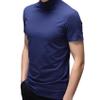 Hedmy Men's Mock Neck Short Sleeve T-Shirt Half Turtleneck Casual Undershirt Basic Slim Lightweight Tee Blue Large view 2