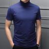 Hedmy Men's Mock Neck Short Sleeve T-Shirt Half Turtleneck Casual Undershirt Basic Slim Lightweight Tee Blue Large view 3