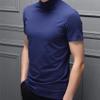 Hedmy Men's Mock Neck Short Sleeve T-Shirt Half Turtleneck Casual Undershirt Basic Slim Lightweight Tee Blue Large view 4