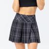 Dumajo Women's Pleated Tennis Skirts High Waist Lightweight Athletic Workout Running Skorts Mini Skirt with Pockets,Plaid Grey,XS view 2