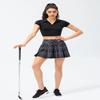 Dumajo Women's Pleated Tennis Skirts High Waist Lightweight Athletic Workout Running Skorts Mini Skirt with Pockets,Plaid Grey,XS view 3