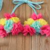 Yccutest Infant Baby Girl Flower Swimsuit 3Pcs Halter Triangle Tops Ruffle Bottoms Sun Hat Bikini Set Bathing Suit Swimwear (Blue,0-6 Months) view 2