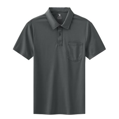 BASUDAM Men's Polo Shirts with Pocket Quick Dry Short Sleeve Active Performance Dark Grey S