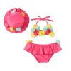 Yccutest Infant Baby Girl Flower Swimsuit 3Pcs Halter Triangle Tops Ruffle Bottoms Sun Hat Bikini Set Bathing Suit Swimwear (Pink,18-24 Months) view 1